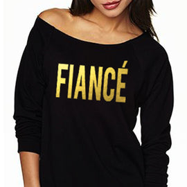 FIANCE Off-Shoulder Long Sleeve Shirt - Gold Foil