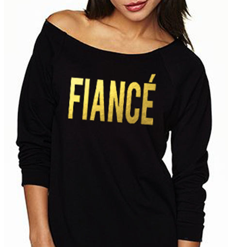 FIANCE Off-Shoulder Long Sleeve Shirt - Gold Foil