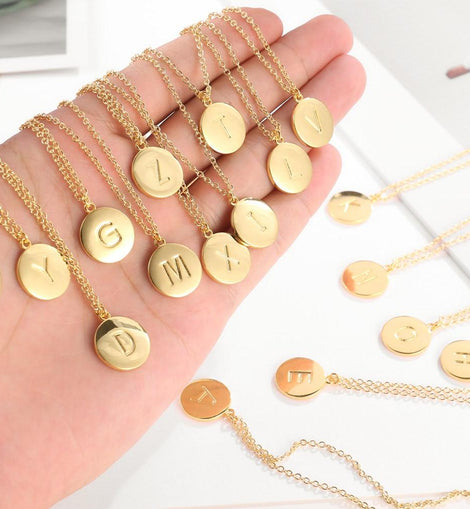 Smooth Disc Initial Necklace in 18K Gold Filled - 26 Letters Available