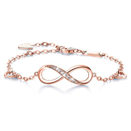 White  Elements Infinite Pendant Chain Bracelet in 14K Rose Gold