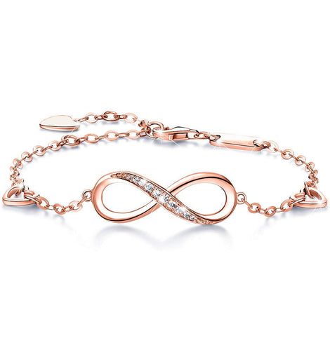 White  Elements Infinite Pendant Chain Bracelet in 14K Rose Gold