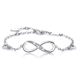 White  Elements Infinite Pendant Chain Bracelet in 14K White Gold