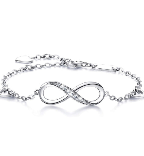 White  Elements Infinite Pendant Chain Bracelet in 14K White Gold