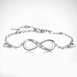 White  Elements Infinite Pendant Chain Bracelet in 14K White Gold