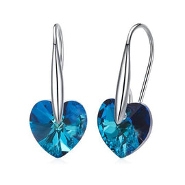 Blue Elements Heart Shaped Drop Earrings in 14K White Gold Plating