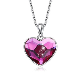 Pink  Elements Heart Shaped Necklace in 14K White Gold