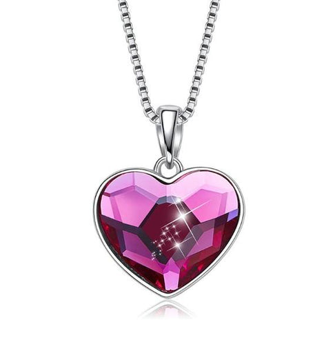 Pink  Elements Heart Shaped Necklace in 14K White Gold