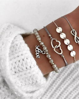 4 Piece Infinity Love Bracelet Set in 18K White Gold Plated – Italian Craftsmanship