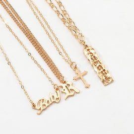 4 Piece Baby Cross Necklace in 18K Gold Plated – Italian Craftsmanship