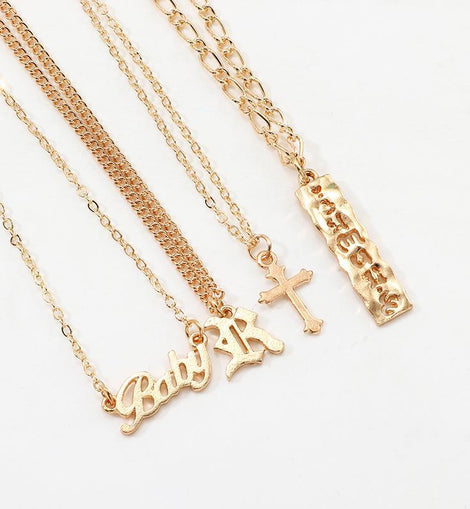 4 Piece Baby Cross Necklace in 18K Gold Plated – Italian Craftsmanship