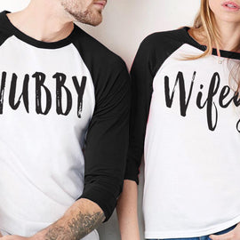 HUBBY & WIFEY SHIRTS Baseball Tees - PICK COLOR