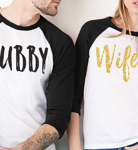 HUBBY & WIFEY GOLD Shirt Baseball Tees Set