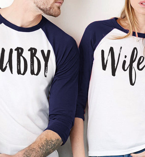 HUBBY & WIFEY SHIRTS Baseball Tees - PICK COLOR