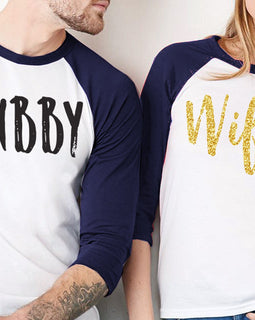 HUBBY & WIFEY GOLD Shirt Baseball Tees Set