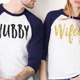 HUBBY & WIFEY GOLD Shirt Baseball Tees Set