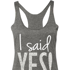 I Said YES! Bride Silver Glitter Heather Gray Tank