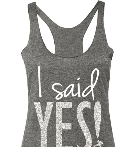 I Said YES! Bride Silver Glitter Heather Gray Tank