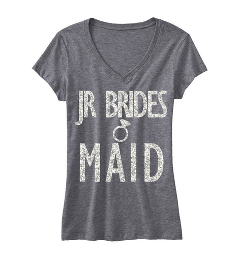 JR BRIDESMAID GLITTER Shirt Gray Vneck