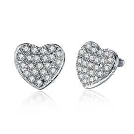 Micro-Pav'e  Elements Heart Shaped Studs in 18K White Gold