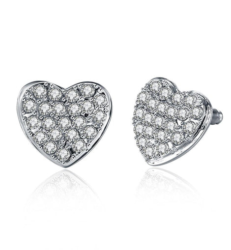 Micro-Pav'e  Elements Heart Shaped Studs in 18K White Gold