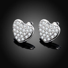 Micro-Pav'e  Elements Heart Shaped Studs in 18K White Gold