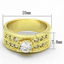 LO3218 - Gold Brass Ring with AAA Grade CZ  in Clear