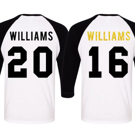 MR + MRS GOLD Baseball Tees CUSTOM NAMES + NUMBERS