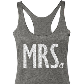 MRS Silver Glitter Bride Tank Top Heather Gray