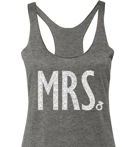 MRS Silver Glitter Bride Tank Top Heather Gray