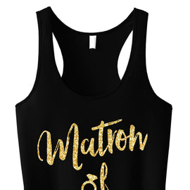 Matron of Honor Script Tank Top with Gold Glitter