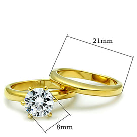 TK097G - IP Gold(Ion Plating) Stainless Steel Ring with AAA Grade CZ