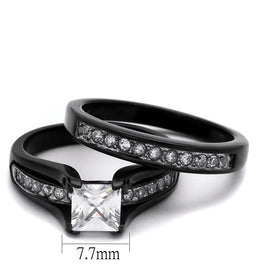 TK0W383J - Two-Tone IP Black Stainless Steel Ring with AAA Grade CZ