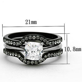 TK1343 - Two-Tone IP Black Stainless Steel Ring with AAA Grade CZ  in