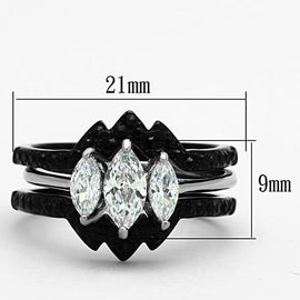 TK1347 - Two-Tone IP Black Stainless Steel Ring with AAA Grade CZ  in