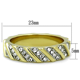 TK1557 - Two-Tone IP Gold (Ion Plating) Stainless Steel Ring with Top