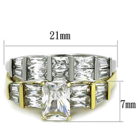 TK1708 - Two-Tone IP Gold (Ion Plating) Stainless Steel Ring with AAA