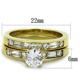 TK1897 - IP Gold(Ion Plating) Stainless Steel Ring with AAA Grade CZ