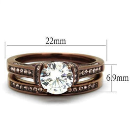 TK1919LC - IP Coffee light Stainless Steel Ring with AAA Grade CZ  in