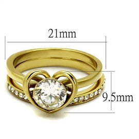 TK2295 - IP Gold(Ion Plating) Stainless Steel Ring with AAA Grade CZ