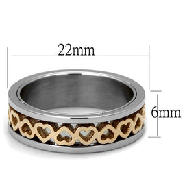 TK2398 - Two-Tone IP Rose Gold Stainless Steel Ring with No Stone