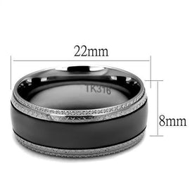 TK2580 - Two Tone IP Light Black (IP Gun) Stainless Steel Ring with No