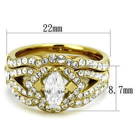 TK2743 - IP Gold(Ion Plating) Stainless Steel Ring with AAA Grade CZ