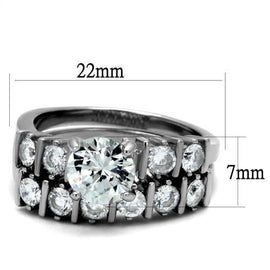 TK2869 - High polished (no plating) Stainless Steel Ring with AAA