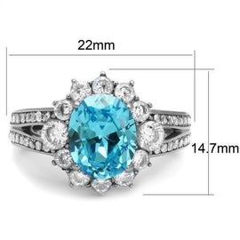 TK2977 - High polished (no plating) Stainless Steel Ring with AAA