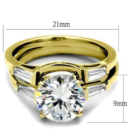 TK44701 - IP Gold(Ion Plating) Stainless Steel Ring with AAA Grade CZ