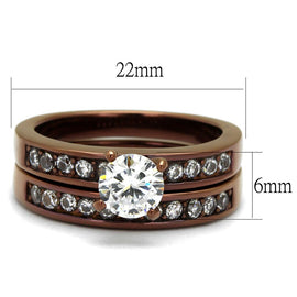 TK8X003LC - IP Coffee light Stainless Steel Ring with AAA Grade CZ  in