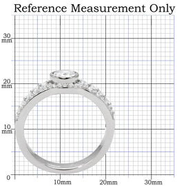 TS005 - Rhodium 925 Sterling Silver Ring with AAA Grade CZ  in Clear