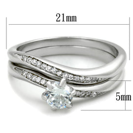 TS349 - Rhodium 925 Sterling Silver Ring with AAA Grade CZ  in Clear