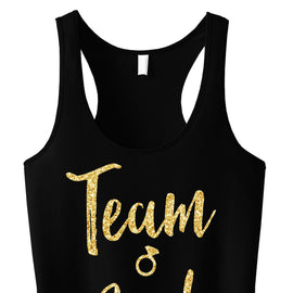 Team Bride Script Tank Top with Gold Glitter -