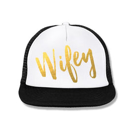 WIFEY Trucker Hat White with Gold Foil Print